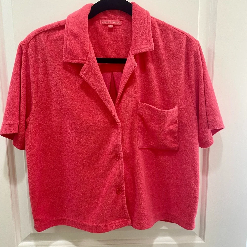 NWOT Z SUPPLY Resort Loop Terry Shirt Strawberry Color - Picture 3 of 4